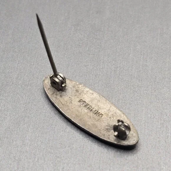 Antique Sterling Silver Guilloche Enamel Rose Brooch 1 1/8" Edwardian Blue Pink - Picture 6 of 10